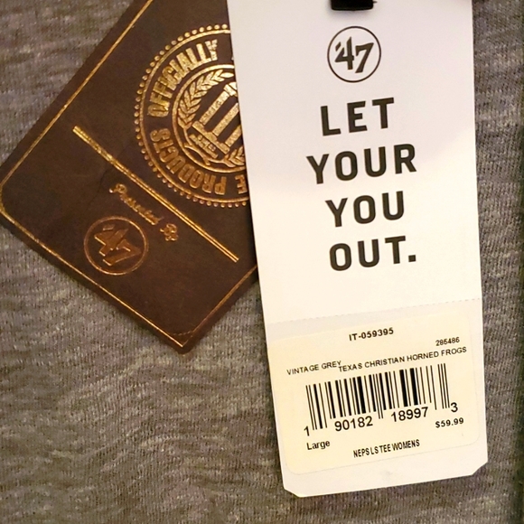 NWT '47 TCU Horned Frogs NEPS LS Tee Gray Women's Large - Picture 3 of 3